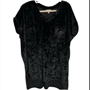 Abound Ladies Black Crushed Velour Velvety Top Front Pocket Plus Size 1X